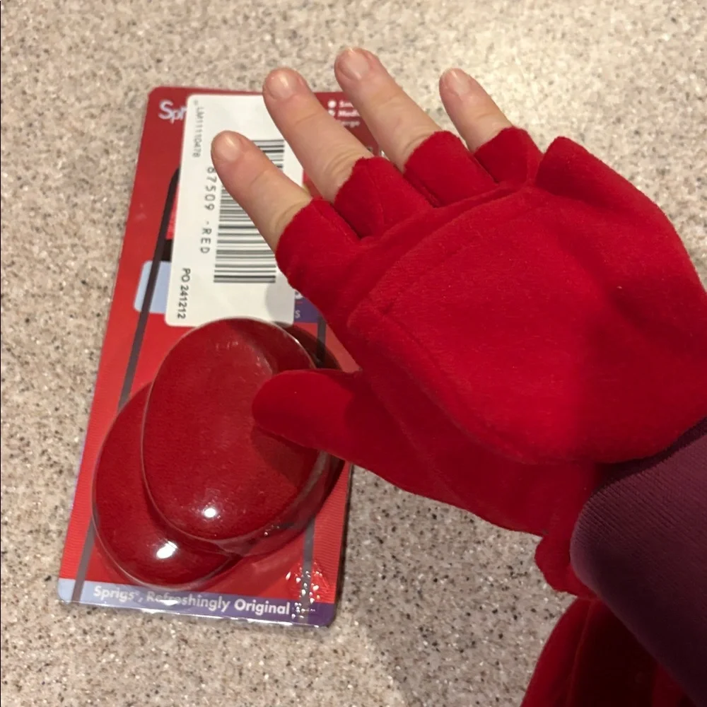 NWT Fleece Ear Bags and Mittens w Flip Top Access!